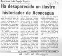 Ha desaparaecido un ilustre historiador de Aconcagua.