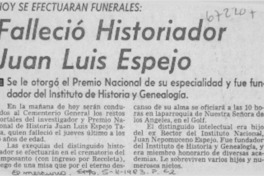 Falleció historiador Juan Luis Espejo.