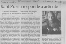 Raúl Zurita responde a artículo.
