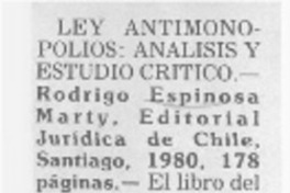 Ley antimonopolios: análisis y estudio crítico.