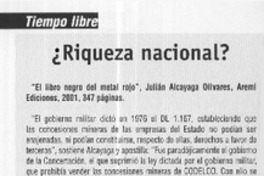 ¿Riqueza nacional?