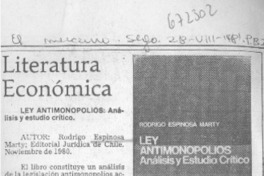 Ley antimonopolios. Análisis y estudio crítico.