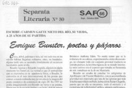 Enrique Bunster, poetas y pájaros