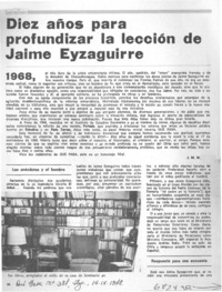 Diez años para profundizar la lección de Jaime Eyzaguirre