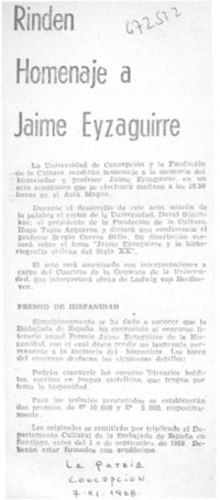 Rinden homenaje a Jaime Eyzaguirre.