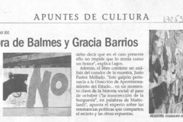 Libro recoge obra de Balmes y Gracia Barrios.