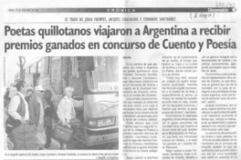 Poetas quillotanos viajaron a Argentina a recibir premios ganados en concurso de cuento y poesía.