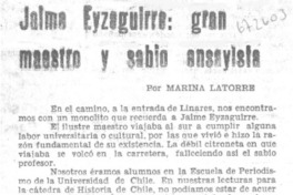 Jaime Eyzaguirre, gran maestro y sabio ensayista