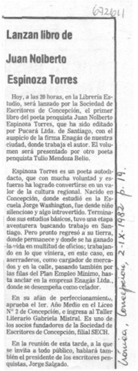 Lanzan libro de Juan Nolberto Espinoza Torres.