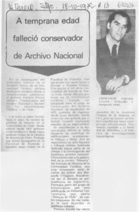 A temprana edad falleció conservador de Archivo Nacional.