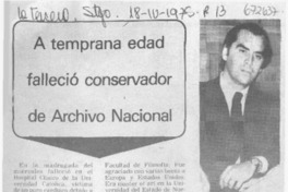 A temprana edad falleció conservador de Archivo Nacional.