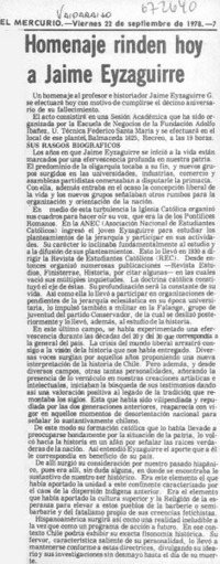 Homenaje rinden hoy a Jaime Eyzaguirre.