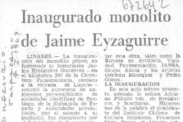 Inaugurado monolito de Jaime Eyzaguirre.