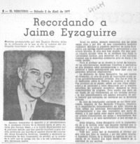 Recordando a Jaime Eyzaguirre.
