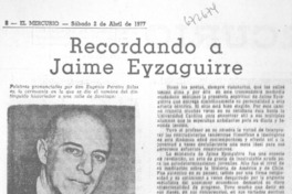Recordando a Jaime Eyzaguirre.