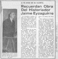 Recuerdan obra del historiador Jaime Eyzaguirre.