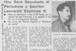 Hoy será sepultado el periodista y escritor Leonardo Espinoza R.