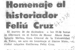 Homenaje al historiador Feliú Cruz.