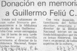 Donación en memoria a Guillermo feliú C.