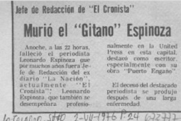 Murió el "Gitano" Espinoza.