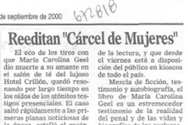 Reeditan "Cárcel de mujeres".