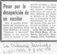 Pesar por la desaparición de un escritor.