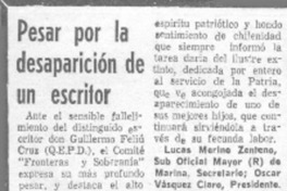 Pesar por la desaparición de un escritor.