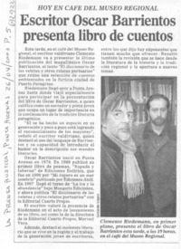 Escritor Oscar Barrientos presenta libro de cuentos.