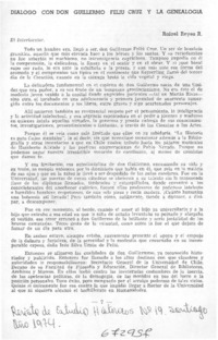 Diálogo con don Guillermo Feliú Cruz y la genealogía