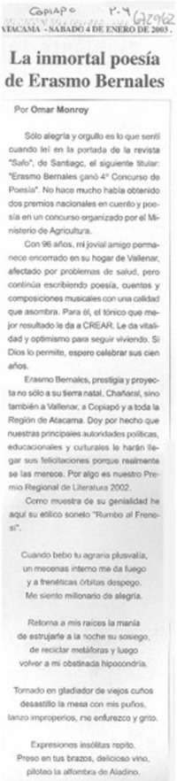 La inmortal poesía de Erasmo Bernales