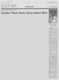 Escritor Mario Banic lanza nuevo libro.