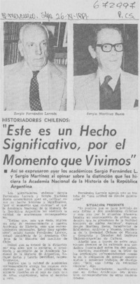 "Este es un hecho significativo, por el momento que vivimos".