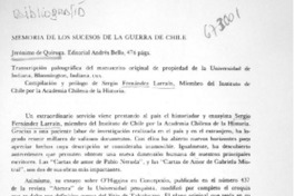 Memoria de los sucesos de la guerra de Chile.