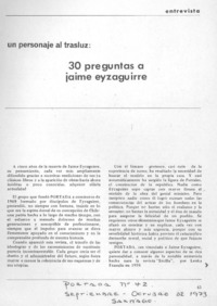 30 preguntas a Jaime Eyzaguirre : [entrevista]