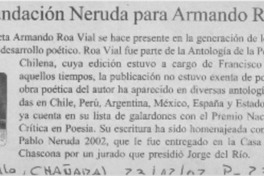 Premio Fundación Neruda para Armando Roa Vial.