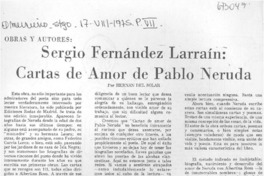 Sergio Fernández Larraín, Cartas de amor de Pablo Neruda