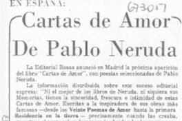 Cartas de amor de Pablo Neruda.