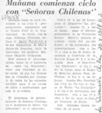 Mañana comienza ciclo con "Señoras chilenas".