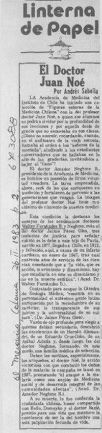 El doctor Juan Noé