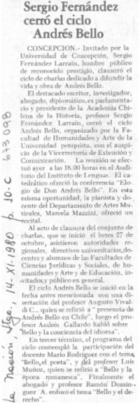 Sergio Fernández cerró el ciclo Andrés Bello.