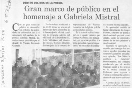 Gran marco de público en el homenaje a Gabriela Mistral.