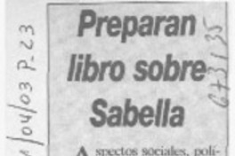 Preparan libro sobre Sabella.