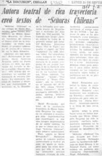 Autora teatral de rica trayectoria creó textos de "Señoras chilenas".