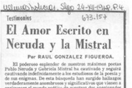 El amor escrito en Neruda y la Mistral