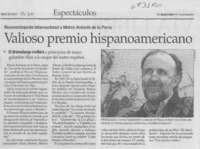Valioso premio hispanoamericano.