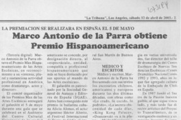 Marco Antonio de la Parra obtiene Premio Hispanoamericano.