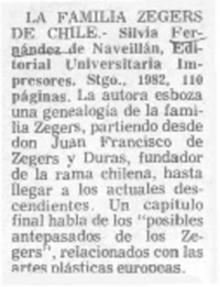 La Familia Zegers de Chile.