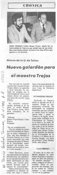 Nuevo galardón para el maestro Trejos.