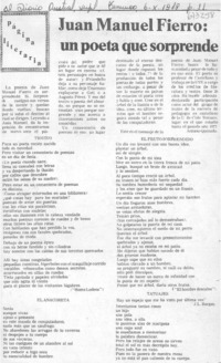 Juan Manuel Fierro, un poeta que sorprende.