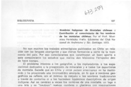 Nombres índigenas de montañas chilenas y contribución al conocimiento de los hombres de las montañas